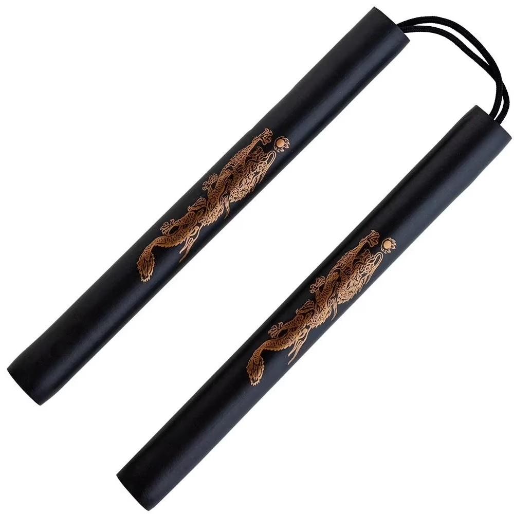 Foam Nunchaku / Kleur ; Zwart / Zacht Rubber-4035-a
